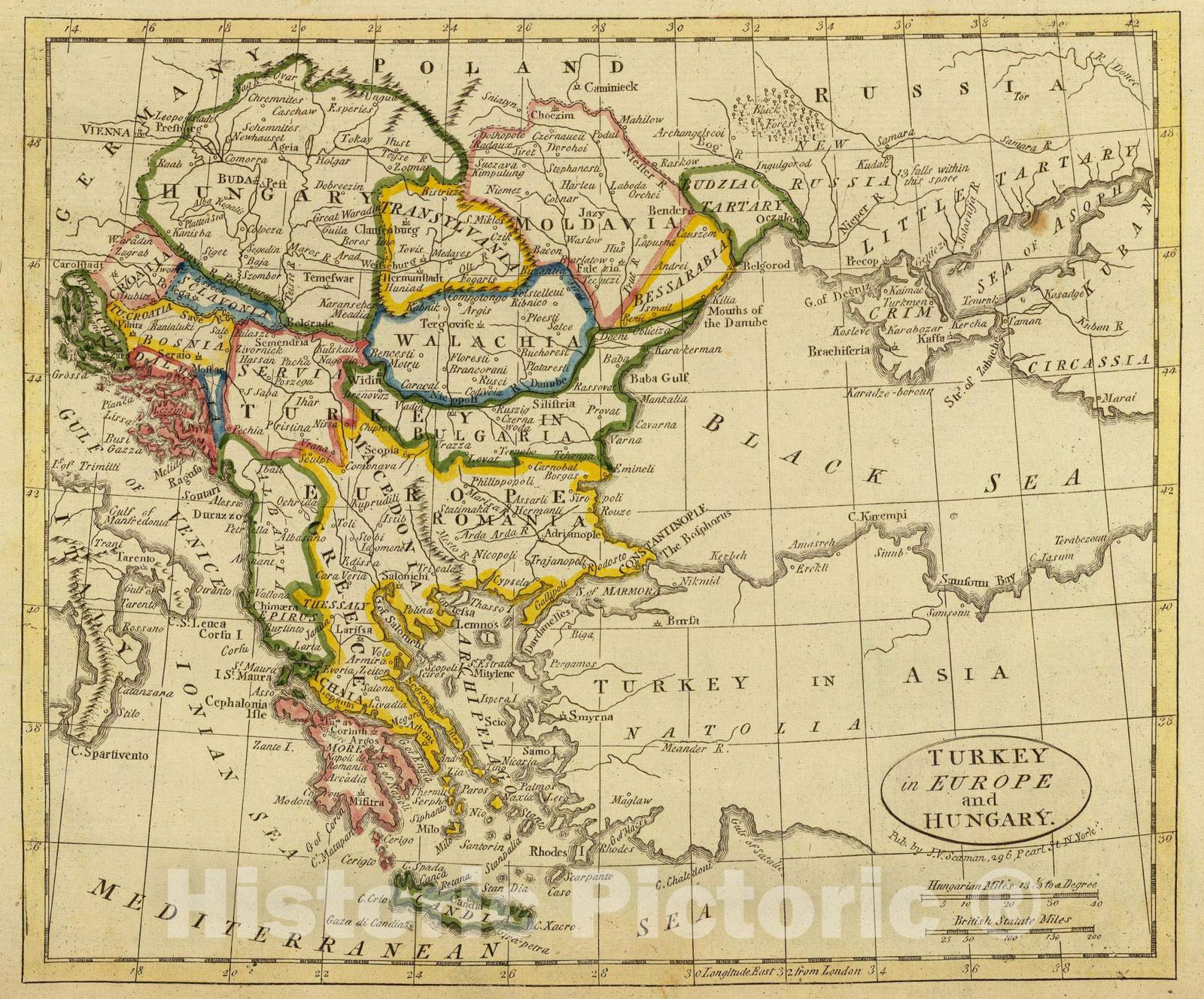 Amazon.com: Turkey in Europe and Hungary 1821 Historical Map Print